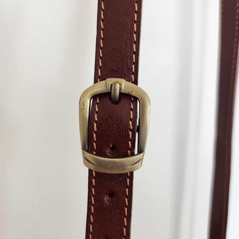 Vera Pelle Chestnut Brown Leather Crossbody Bag - Picture 7 of 10